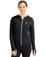 Rutgers Scarlet Knights Cutter & Buck Daybreak Eco Recycled Womens Full Zip Hoodie Black Front