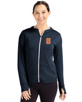 Syracuse Orange Cutter & Buck Daybreak Eco Recycled Womens Full Zip Hoodie Navy Blue Front