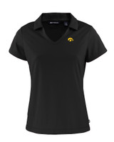 Iowa Hawkeyes Cutter & Buck Daybreak Eco Recycled Womens V-neck Polo Black Mannequin