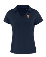 Syracuse Orange Cutter & Buck Daybreak Eco Recycled Womens V-neck Polo Navy Blue Mannequin
