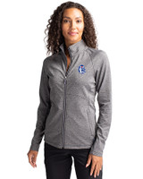 Fresno State Bulldogs College Vault Cutter & Buck Adapt Eco Knit Heather Recycled Womens Full Zip Black Heather Front