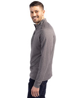 South Florida Bulls Cutter & Buck Adapt Eco Knit Heather Mens Quarter Zip Pullover Black Heather Side