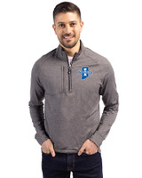 Indiana State Sycamores Cutter & Buck Adapt Eco Knit Heather Mens Big & Tall Quarter Zip Pullover Black Heather Front