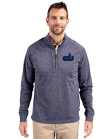 Old Dominion Monarchs College Vault Cutter & Buck Adapt Eco Knit Heather Mens Big & Tall Quarter Zip Pullover Navy Blue Heather Front