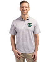 Tulane Green Wave College Vault Cutter & Buck Virtue Eco Pique Micro Stripe Recycled Mens Polo Polished/White Front