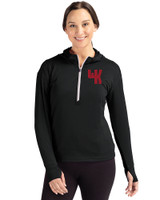 Western Kentucky Hilltoppers College Vault Cutter & Buck Daybreak Eco Recycled Womens Half Zip Hoodie Black Front