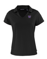 Washington Huskies Cutter & Buck Daybreak Eco Recycled Womens V-neck Polo Black Mannequin