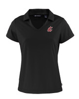 Washington State Cougars Cutter & Buck Daybreak Eco Recycled Womens V-neck Polo Black Mannequin