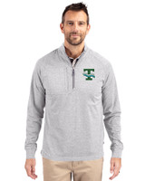 Tulane Green Wave College Vault Cutter & Buck Adapt Eco Knit Heather Mens Big & Tall Quarter Zip Pullover Polished Heather Front