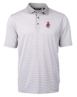 Washington State Cougars College Vault Cutter & Buck Virtue Eco Pique Micro Stripe Recycled Mens Big & Tall Polo POLWH_MANN_HG 1