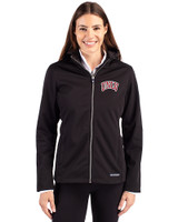 UNLV Rebels Cutter & Buck Evoke Softshell Recycled Full Zip Womens Jacket Black Front