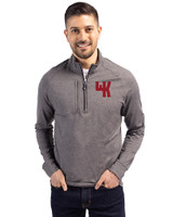 Western Kentucky Hilltoppers College Vault Cutter & Buck Adapt Eco Knit Heather Mens Quarter Zip Pullover Black Heather Front