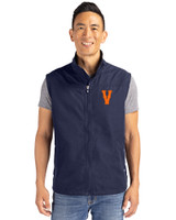 Virginia Hoos College Vault Cutter & Buck Charter Eco Full-Zip Mens Big & Tall Vest Navy Blue Front