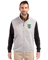 Tulane Green Wave College Vault Cutter & Buck Charter Eco Full-Zip Mens Big & Tall Vest Polished Medium Gray Front