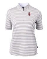 Washington State Cougars College Vault Cutter & Buck Virtue Eco Pique Stripe Recycled Womens Top POL_MANN_HG 1