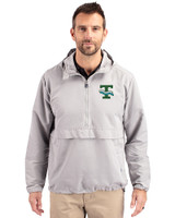 Tulane Green Wave College Vault Cutter & Buck Charter Eco Recycled Mens Anorak Jacket Polished Medium Gray Front