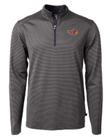 Illinois State Redbirds Cutter & Buck Virtue Eco Pique Micro Stripe Recycled Mens Big & Tall Quarter Zip BLEG_MANN_HG 