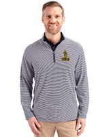 Northern Arizona Lumberjacks College Vault Cutter & Buck Virtue Eco Pique Micro Stripe Recycled Mens Big & Tall Quarter Zip Navy Blue/White Front