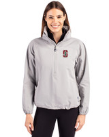 Stanford Cardinal - Cutter & Buck Charter Eco Recycled Womens Anorak Jacket Polished Medium Gray Front