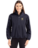 Navy Midshipmen Cutter & Buck Charter Eco Recycled Womens Anorak Jacket Navy Blue Front