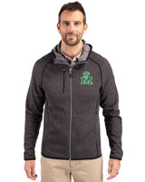 Marshall Thundering Herd College Vault Cutter & Buck Mainsail Full Zip Hooded Mens Jacket Charcoal Heather Front