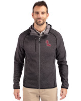 Ole Miss Rebels Cutter & Buck Mainsail Sweater-Knit Mens Full Zip Hooded Jacket Charcoal Heather Front