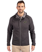 Purdue Boilermakers Cutter & Buck Mainsail Full Zip Hooded Mens Jacket Charcoal Heather Front