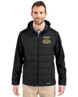 North Carolina A&T Aggies Cutter & Buck Evoke Hybrid Softshell Recycled Full Zip Mens Hooded Jacket Black Front