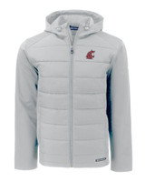 Washington State Cougars Cutter & Buck Evoke Hybrid Eco Softshell Recycled Full Zip Mens Hooded Jacket CNC_MANN_HG 1