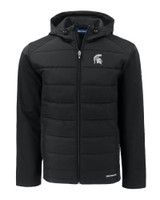 Michigan State Spartans Cutter & Buck Evoke Hybrid Eco Softshell Recycled Full Zip Mens Hooded Jacket BL_MANN_HG 1