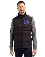 Memphis Tigers Cutter & Buck Evoke Hybrid Softshell Recycled Mens Full Zip Vest Black Front