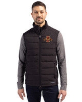 Iowa State Cyclones Cutter & Buck Evoke Hybrid Softshell Recycled Mens Full Zip Vest Black Front