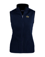 Georgia Tech Yellow Jackets Cutter & Buck Cascade Eco Sherpa Fleece Womens Vest NVBU_MANN_HG 1