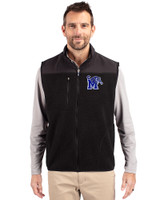 Memphis Tigers Cutter & Buck Cascade Eco Fleece Mens Vest Black Front