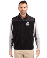 Michigan State Spartans Cutter & Buck Cascade Eco Fleece Mens Vest Black Front