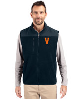 Virginia Hoos College Vault Cutter & Buck Cascade Eco Fleece Mens Vest Navy Blue Front