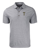 GA Tech Yellow Jackets College Vault Cutter & Buck Forge Eco Heather Stripe Stretch Recycled Mens Big & Tall Polo BLH_MANN_HG 1