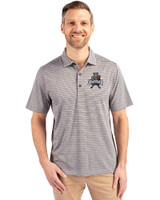 Utah State Aggies College Vault Cutter & Buck Forge Eco Heather Stripe Stretch Recycled Mens Big & Tall Polo Elemental Grey Heather Front