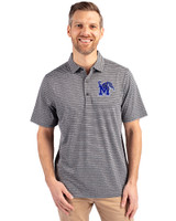 Memphis Tigers Cutter & Buck Forge Eco Heather Stripe Stretch Recycled Mens Polo Black Heather Front