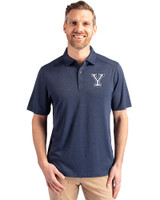Yale Bulldogs Cutter & Buck Forge Eco Stretch Recycled Mens Polo Dark Navy Blue Heather Front