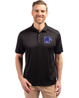 Memphis Tigers Cutter & Buck Forge Eco Stretch Recycled Mens Polo Black Front