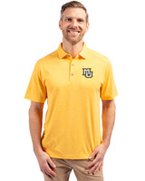 Marquette Golden Eagles Cutter & Buck Forge Eco Stretch Recycled Mens Polo College Gold Heather Front