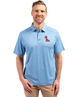 Ole Miss Rebels Cutter & Buck Forge Eco Stretch Recycled Mens Polo Dark Atlas Heather Front