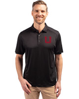 Utah Utes College Vault Cutter & Buck Forge Eco Stretch Recycled Mens Polo Black Front