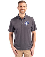 Saint Louis Billikens Cutter & Buck Pike Eco Symmetry Print Stretch Recycled Mens Big & Tall Polo Black/White Front