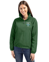 Tulane Green Wave College Vault Cutter & Buck Charter Eco Recycled Womens Full-Zip Jacket Hunter Green Front