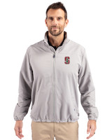 Stanford Cardinal - Cutter & Buck Charter Eco Recycled Mens Full-Zip Jacket Polished Medium Gray Front