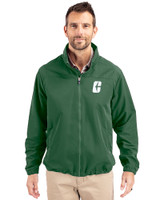Charlotte 49ers Cutter & Buck Charter Eco Recycled Mens Full-Zip Jacket Hunter Green Front