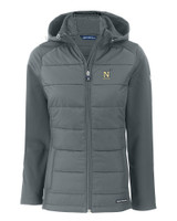 Navy Midshipmen Cutter & Buck Evoke Hybrid Softshell Recycled Full Zip Womens Hooded Jacket EG_MANN_HG 