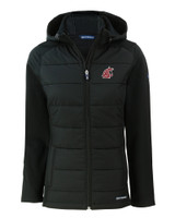 Washington State Cougars Cutter & Buck Evoke Hybrid Eco Softshell Recycled Full Zip Womens Hooded Jacket BL_MANN_HG 1